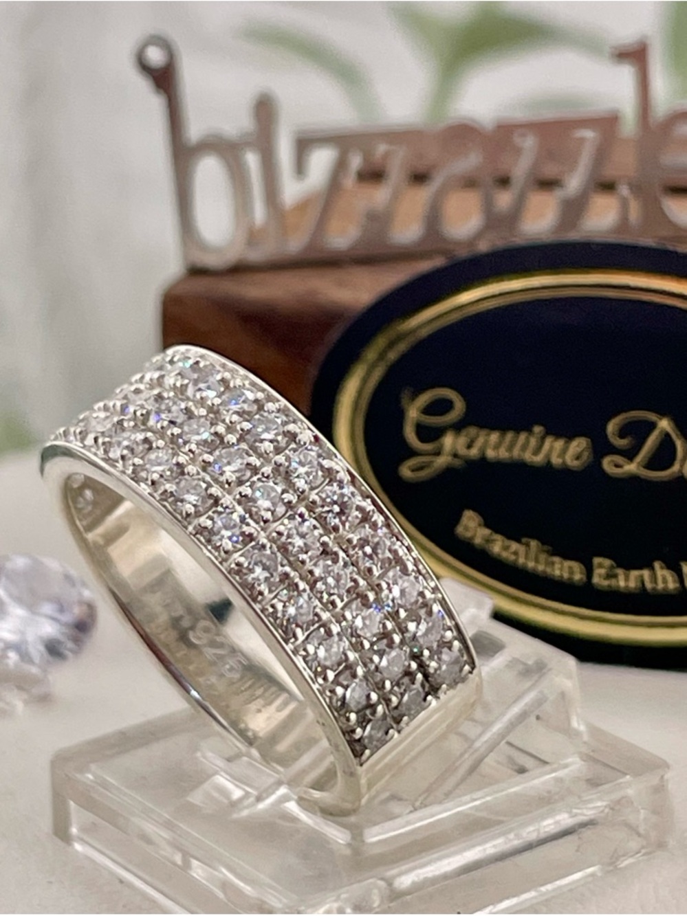 1.35ct Diamond Ring band 925 Sterling Silver. Wide band - Picture 2 of 12